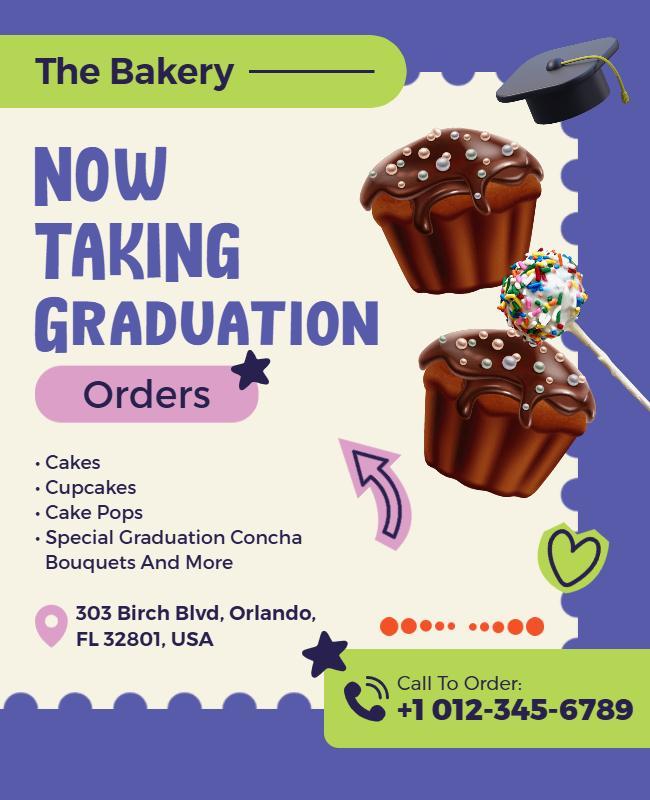 Bakery Graduation Celebration Orders Flyer Template