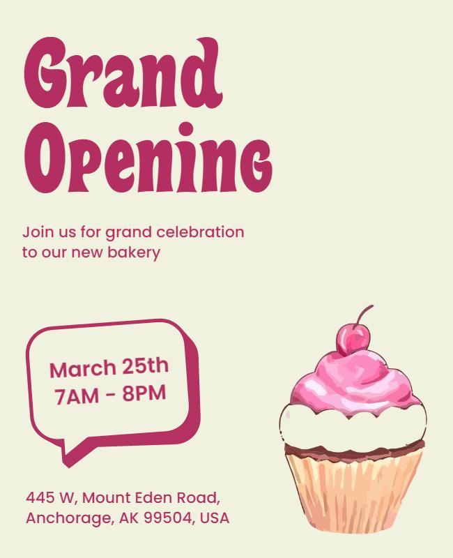 Playful Pastel Grand Opening Bakery Celebration Flyer Template