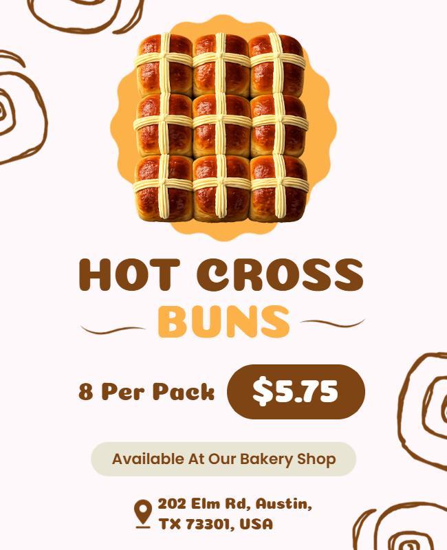 Bakery Hot Cross Buns Promotion Flyer Template