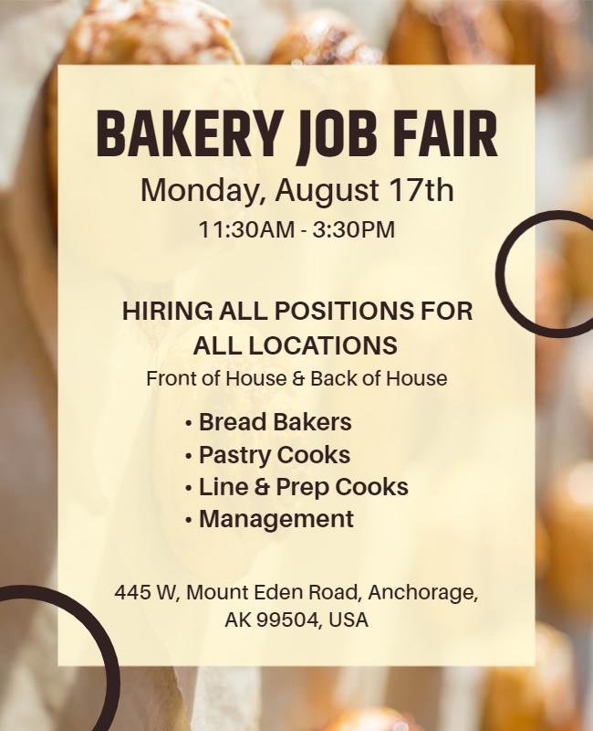 Bakery Job Fair Recruitment Flyer Template