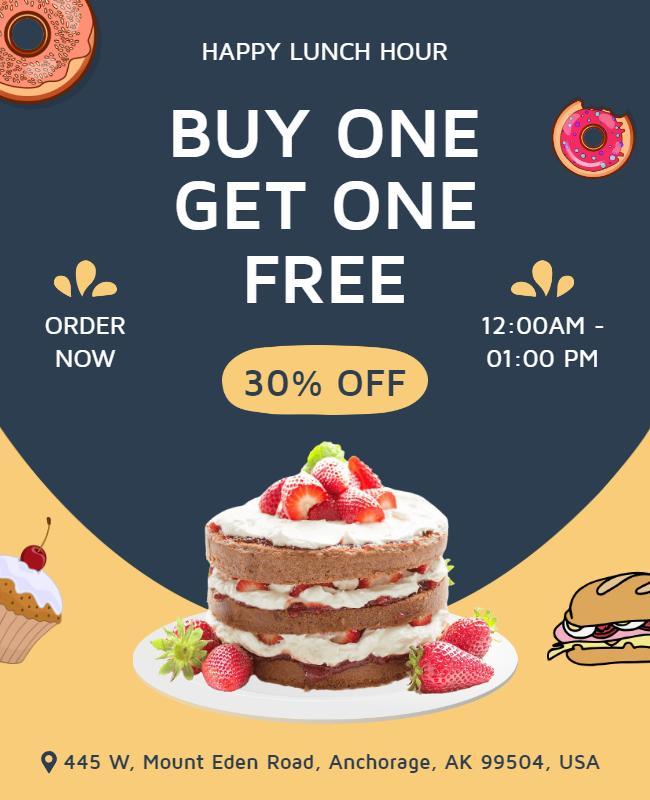 Bakery Lunch Hour Discount Promotion Flyer Template