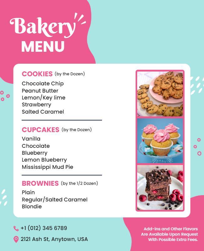 Bakery Menu Cookies and Cupcakes Flyer Template