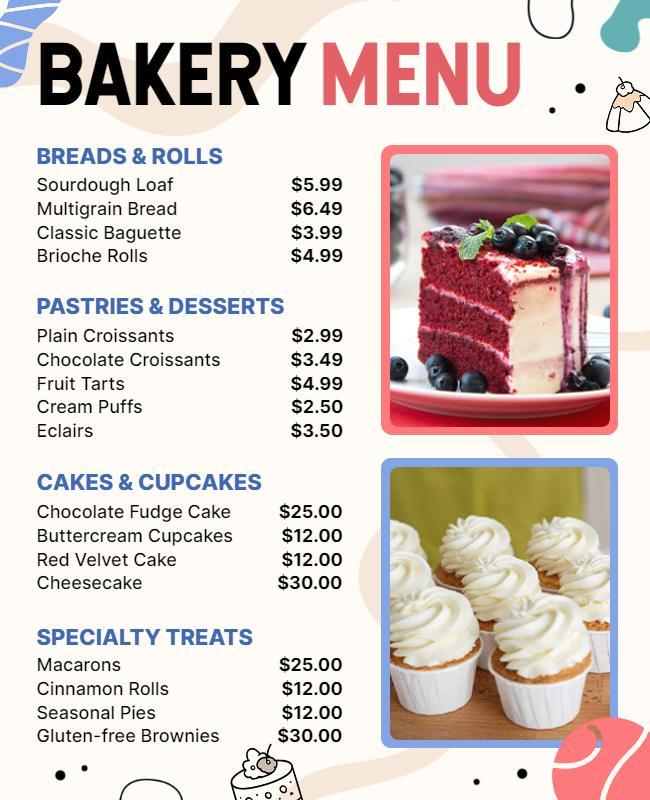 Bakery Menu Promotional Flyer Template