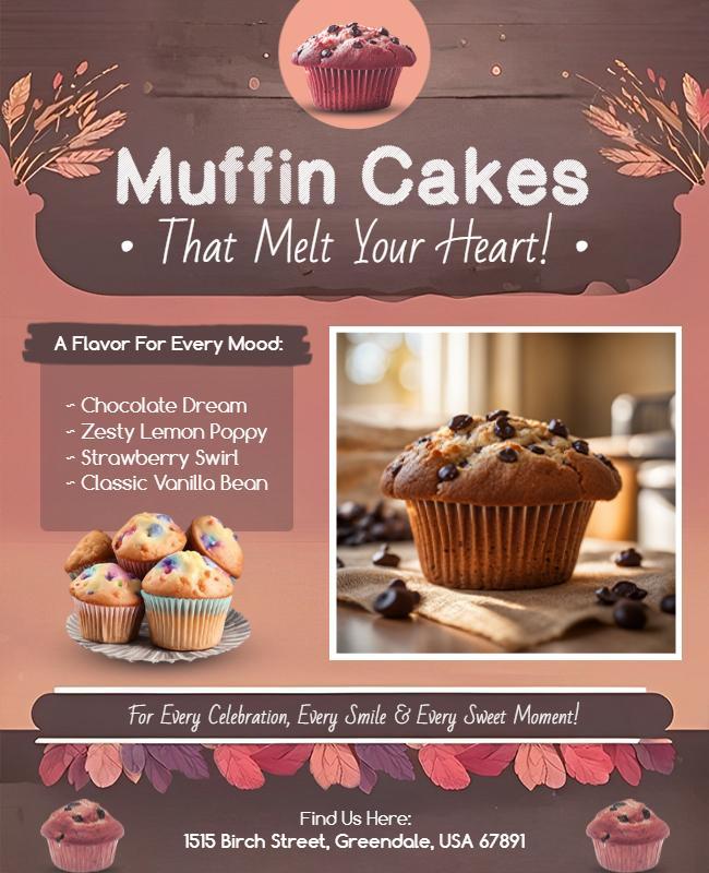 Bakery Muffin Cakes Promotional Flyer Template