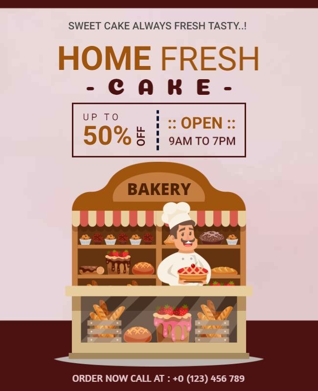 Bakery Promotion Fresh Cake Flyer Template