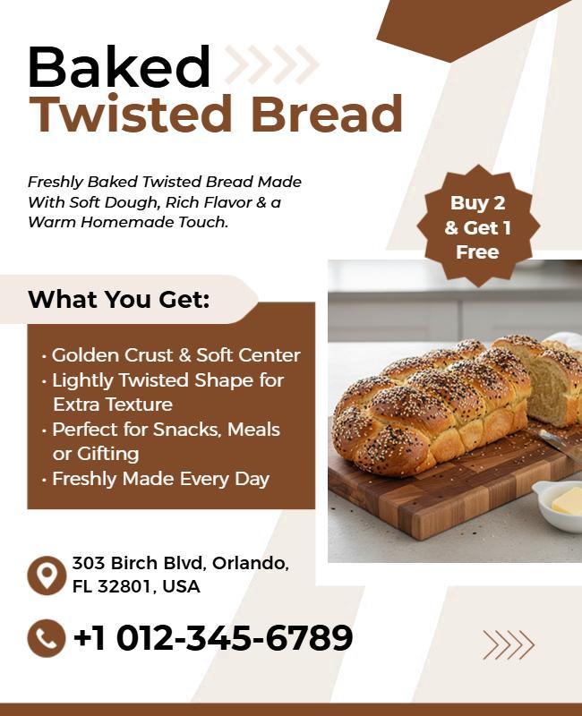 Bakery Promotion Twisted Bread Flyer Template