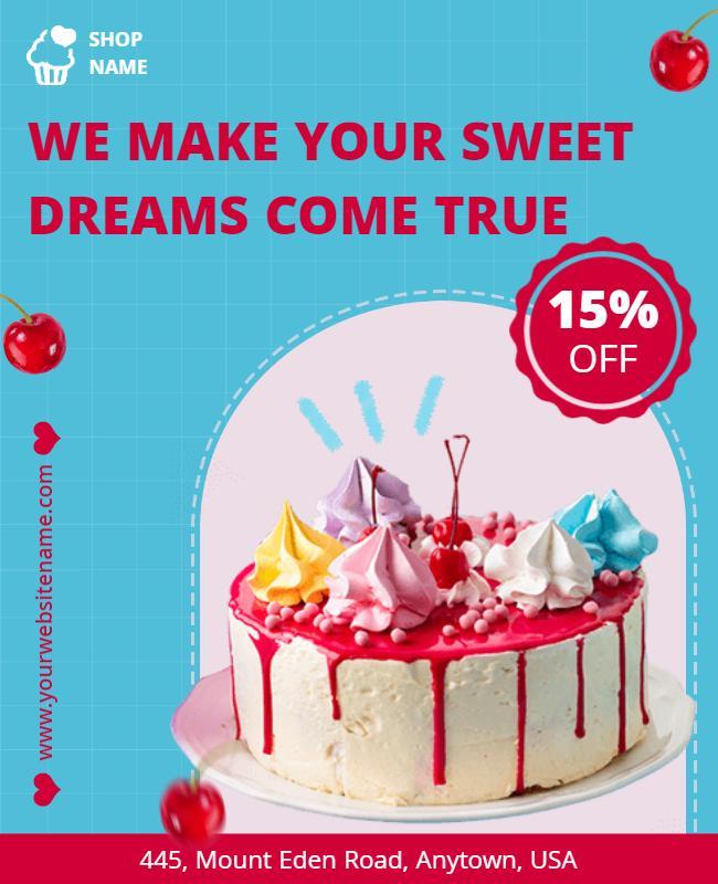 Bakery Promotion with Cherry Cake Flyer Template