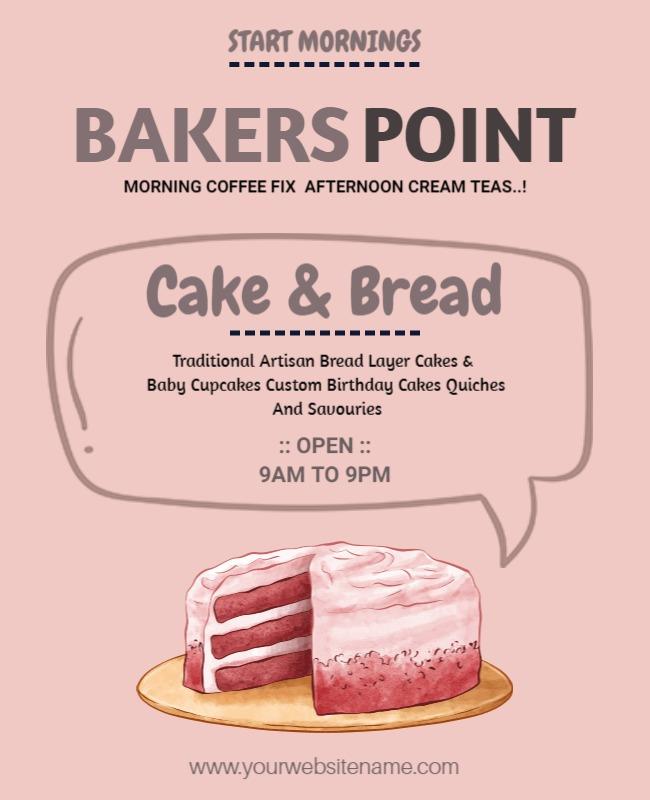 Bakery Shop Cake and Bread Promotion Flyer Template