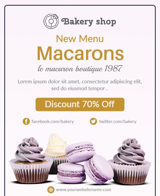 Bakery Shop Macarons Discount Flyer Template