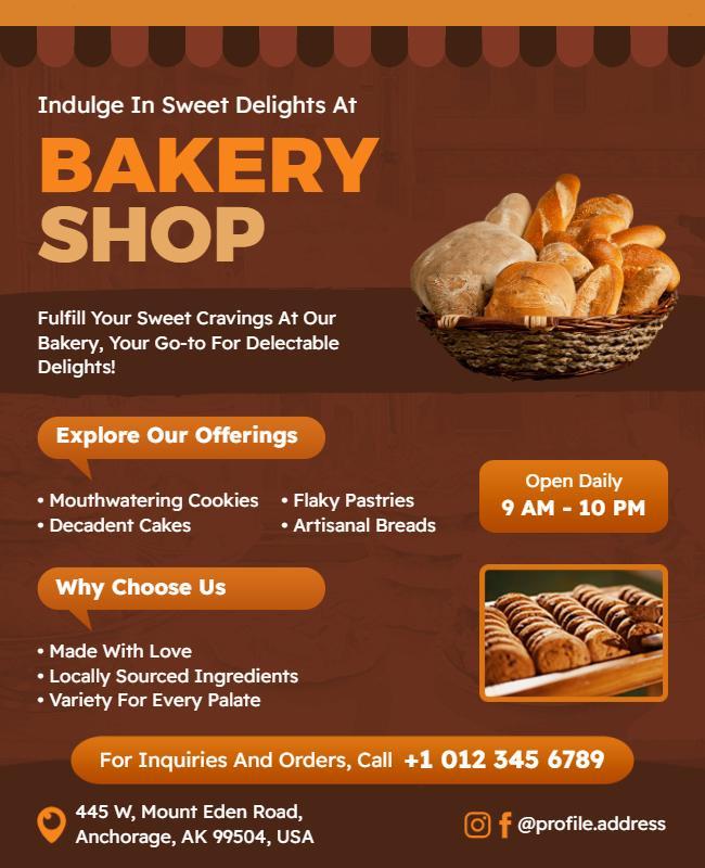 Bakery Shop Offerings Promotional Flyer Template