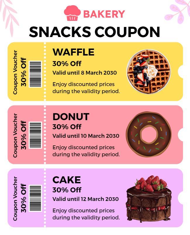 Bakery Snacks Discount Coupon Flyer Template