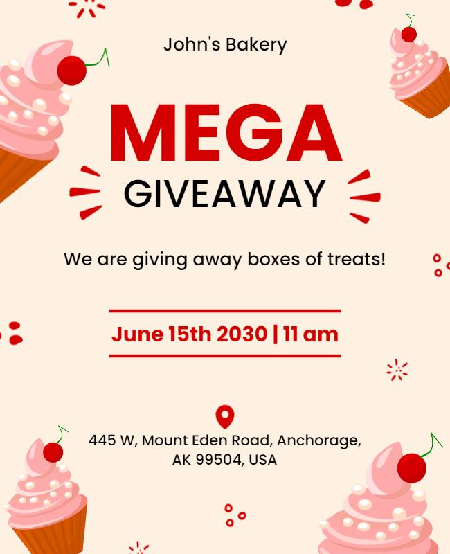 Bakery Treats Mega Giveaway Flyer Template