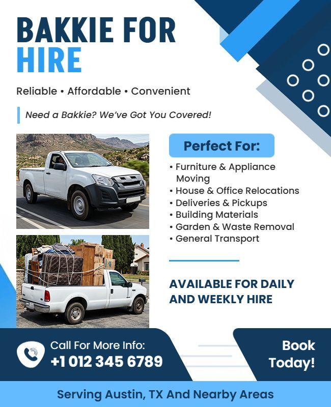 Bakkie Hire Service Advertising Flyer Template