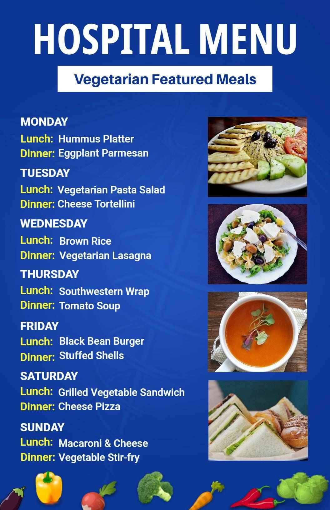 Balanced Vegetarian Dishes for a Nutritious Hospital Weekly Menu Template