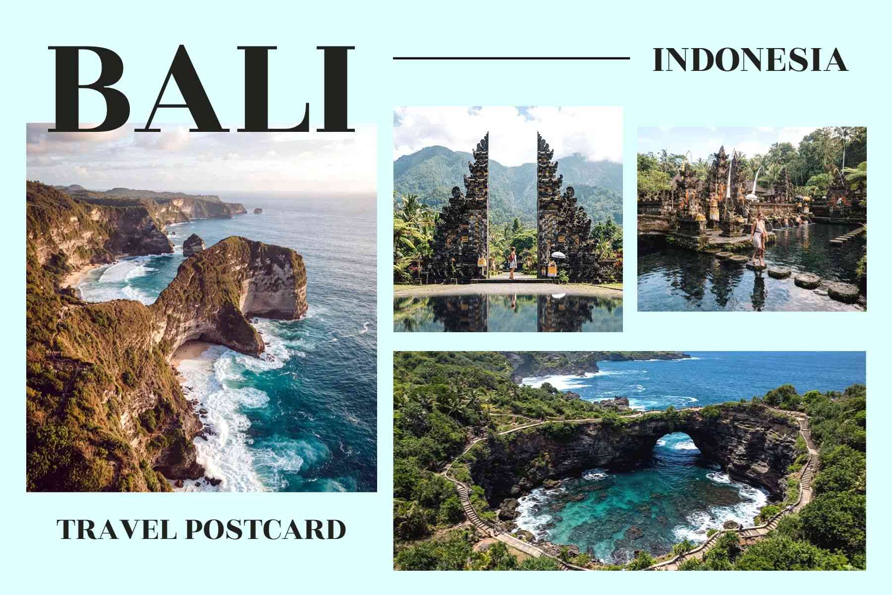 Bali Indonesia Travel Postcard Template