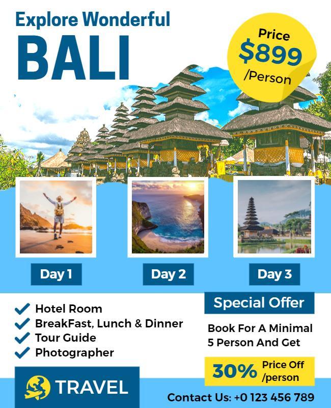 Bali Travel Adventure Package Flyer Template