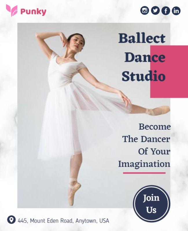 Ballet Dance Studio Invitation Flyer Template