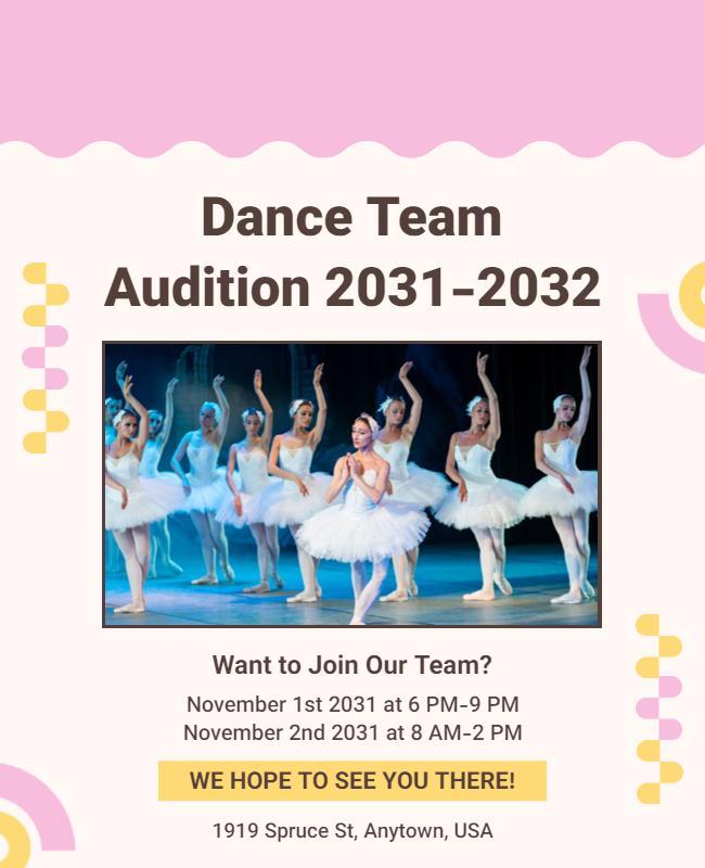 Ballet Dance Team Audition Event Flyer Template