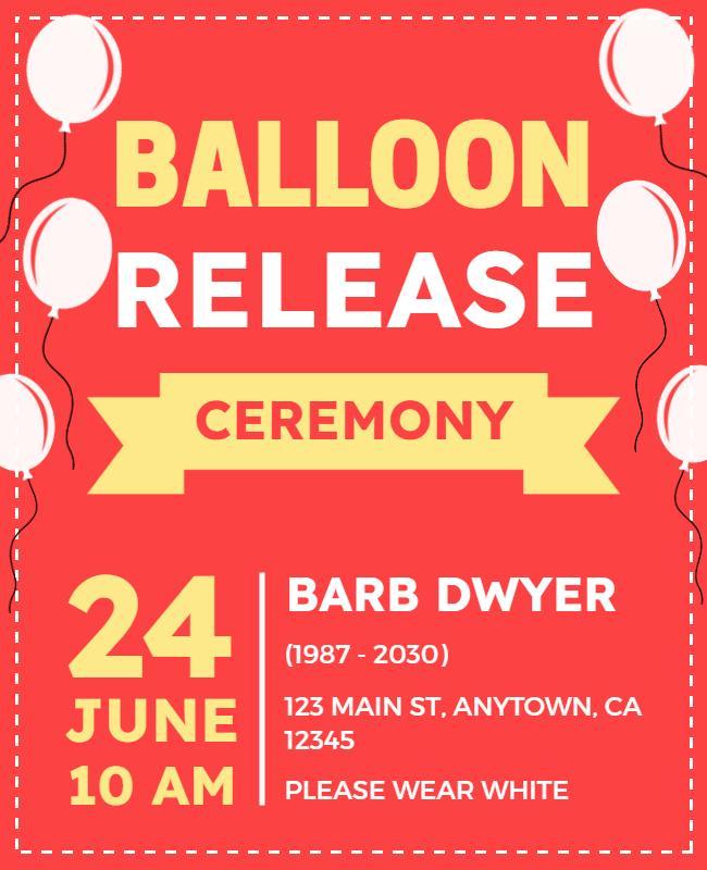 Balloon Release Ceremony Commemoration Flyer Template