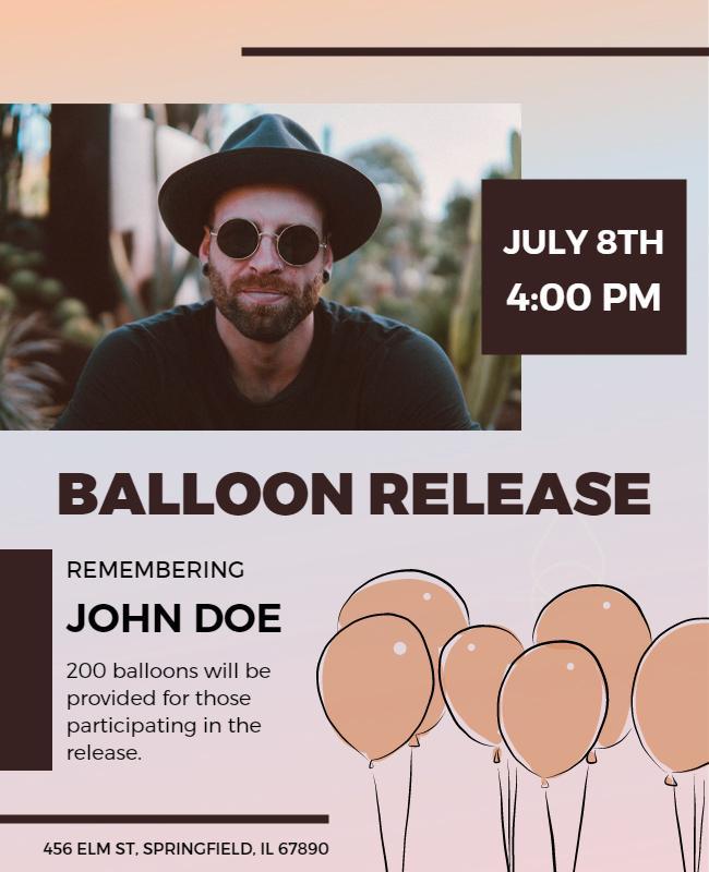 Modern Minimalist Balloon Release Memorial Flyer Template