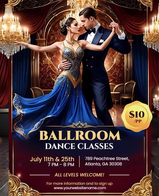 Ballroom Dance Classes Promotional Flyer Template