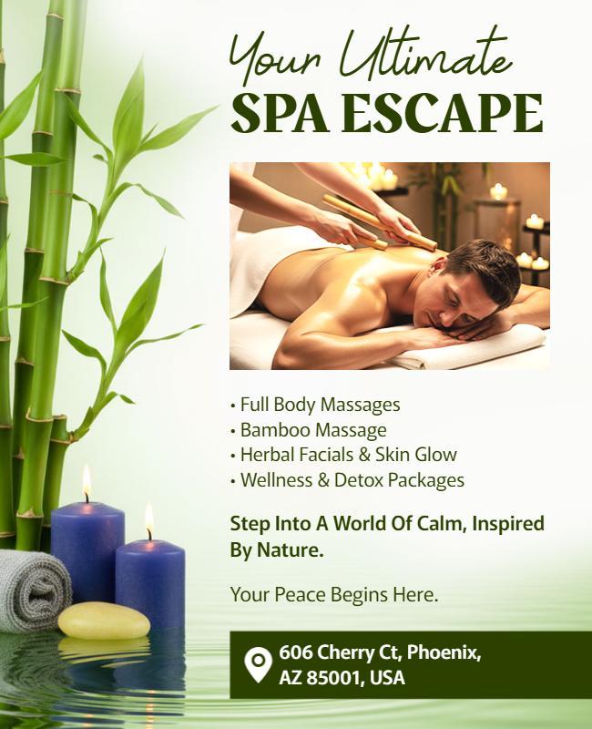 Bamboo Massage and Spa Service Promotion Flyer Template