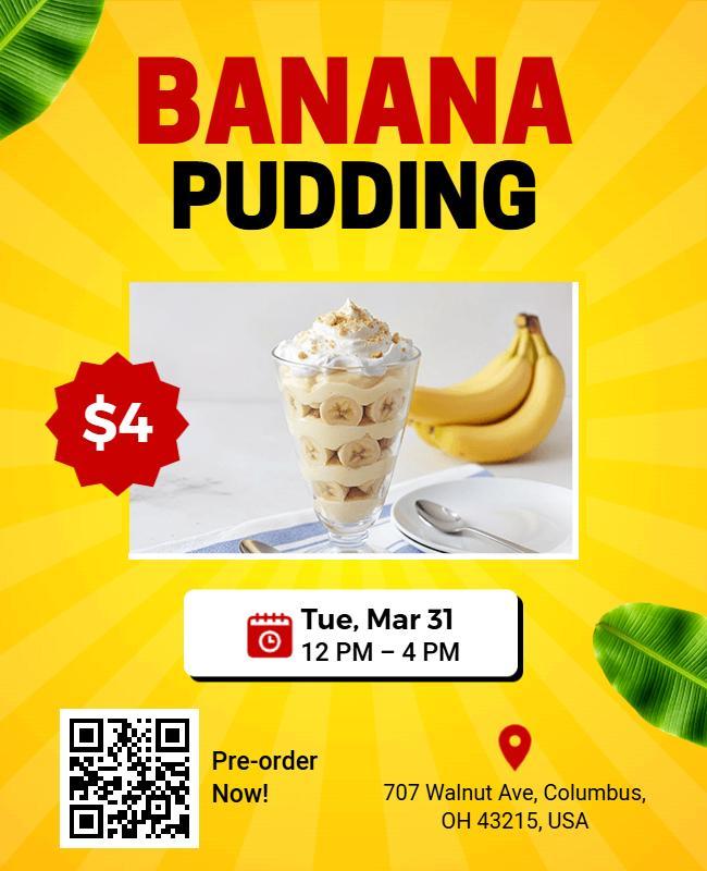 Banana Pudding Dessert Promotion Flyer Template