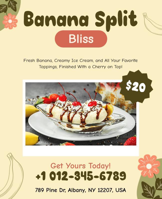 Banana Split Dessert Promotion Flyer Template