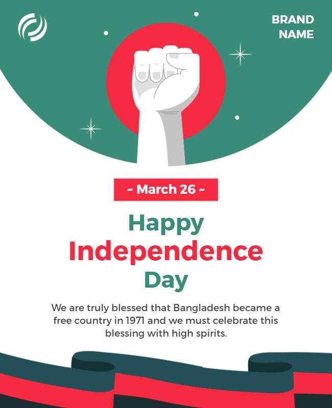 Patriotic Green Independence Day Celebration Flyer Template