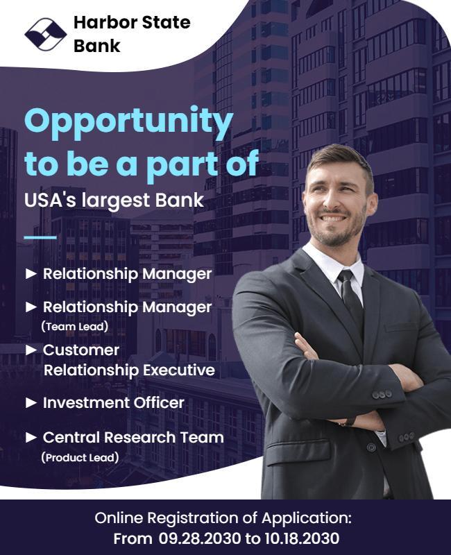 Bank Career Opportunities Recruitment Flyer Template