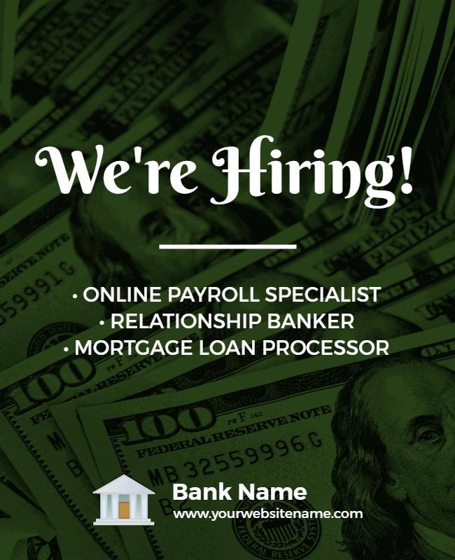 Bank Job Openings Announcement Flyer Template