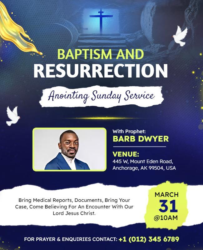 Baptism and Resurrection Anointing Service Flyer Template