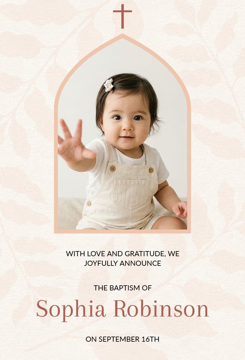 Baptism Ceremony Joyful Announcement Template