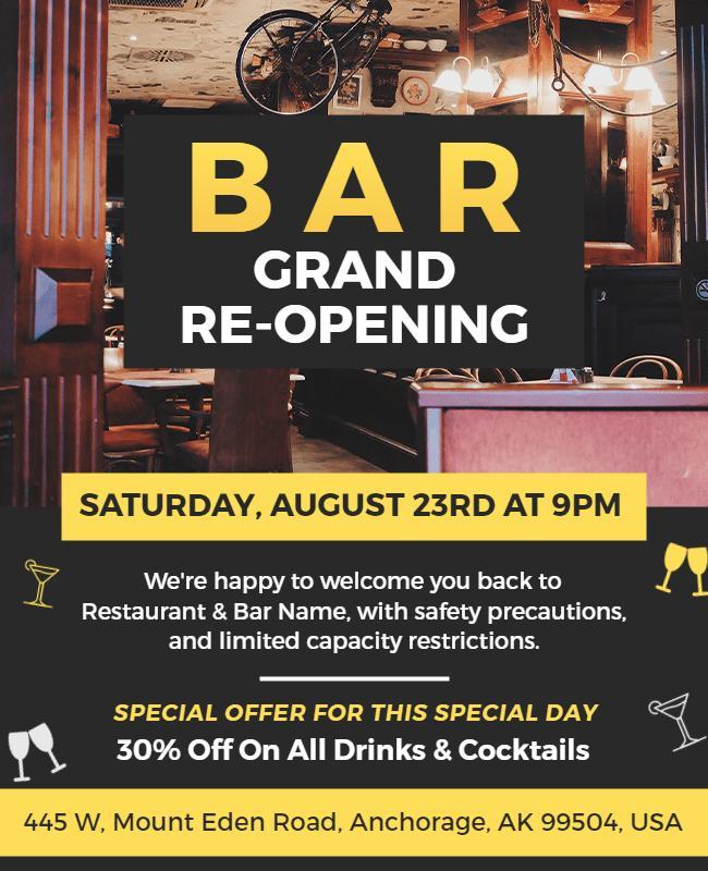 Bar Grand Reopening Event Flyer Template