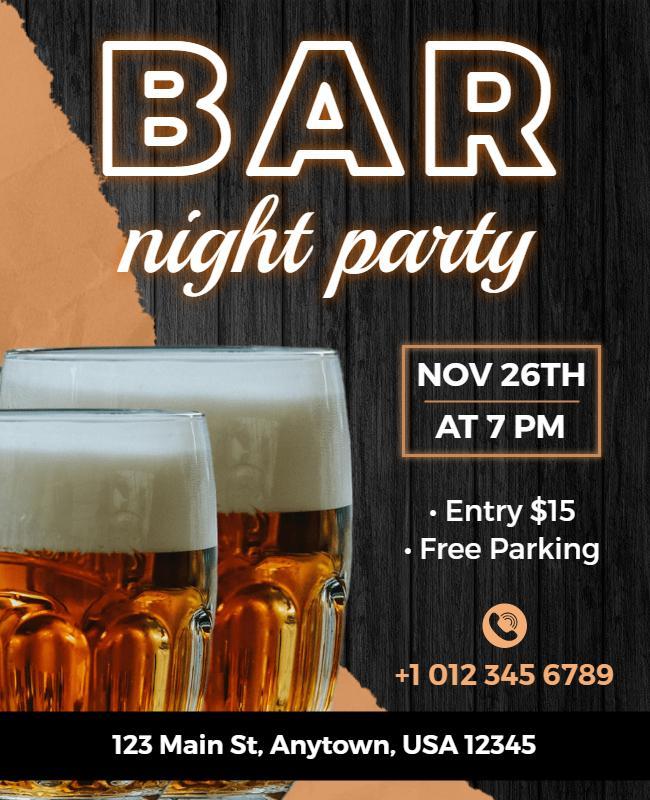 Bar Night Party Event Flyer Template