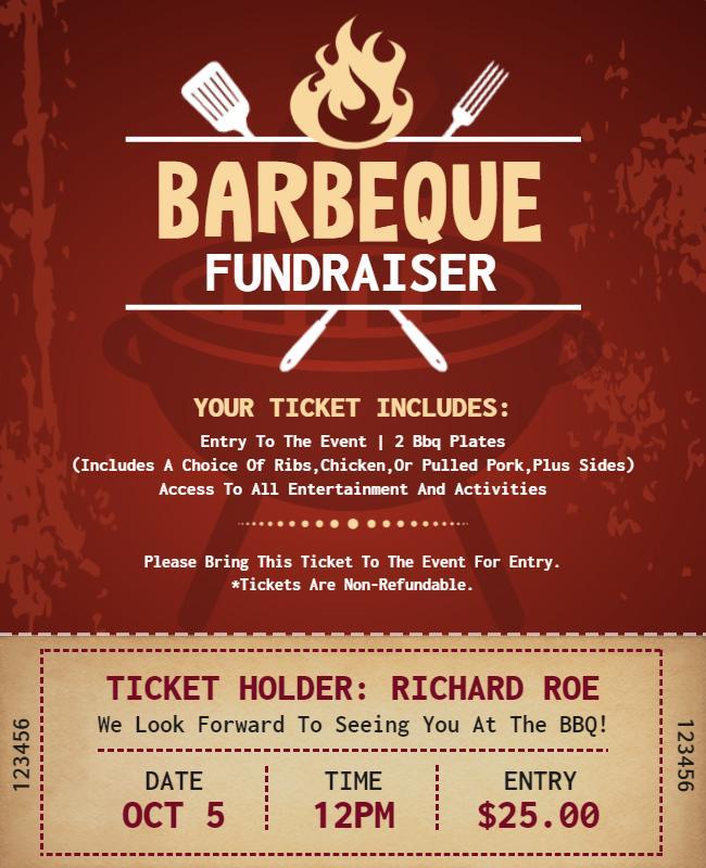 Barbecue Fundraiser Ticket Event Flyer Template