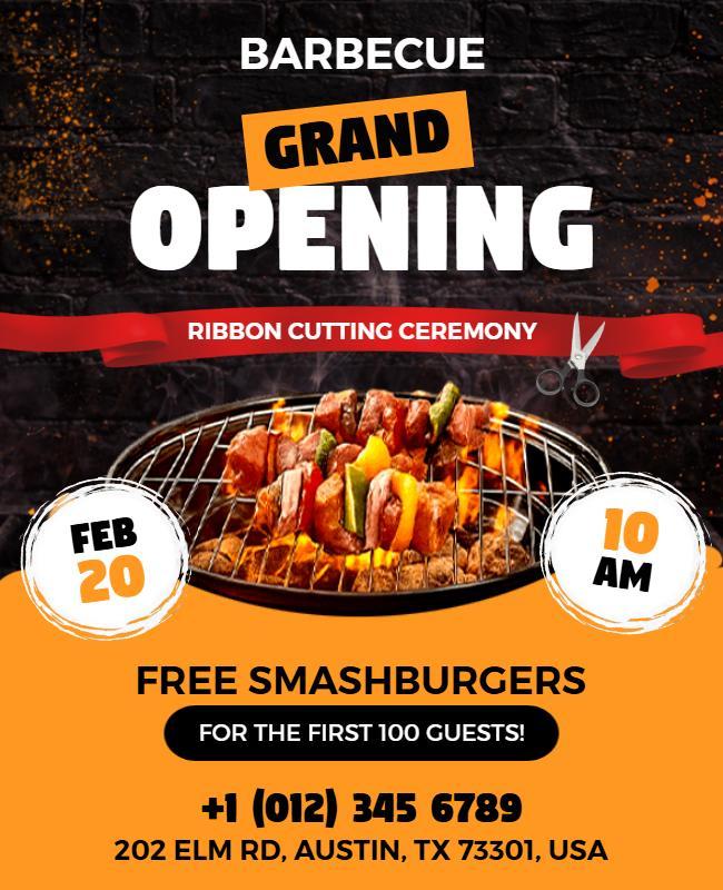 Barbecue Grand Opening Event Poster Template