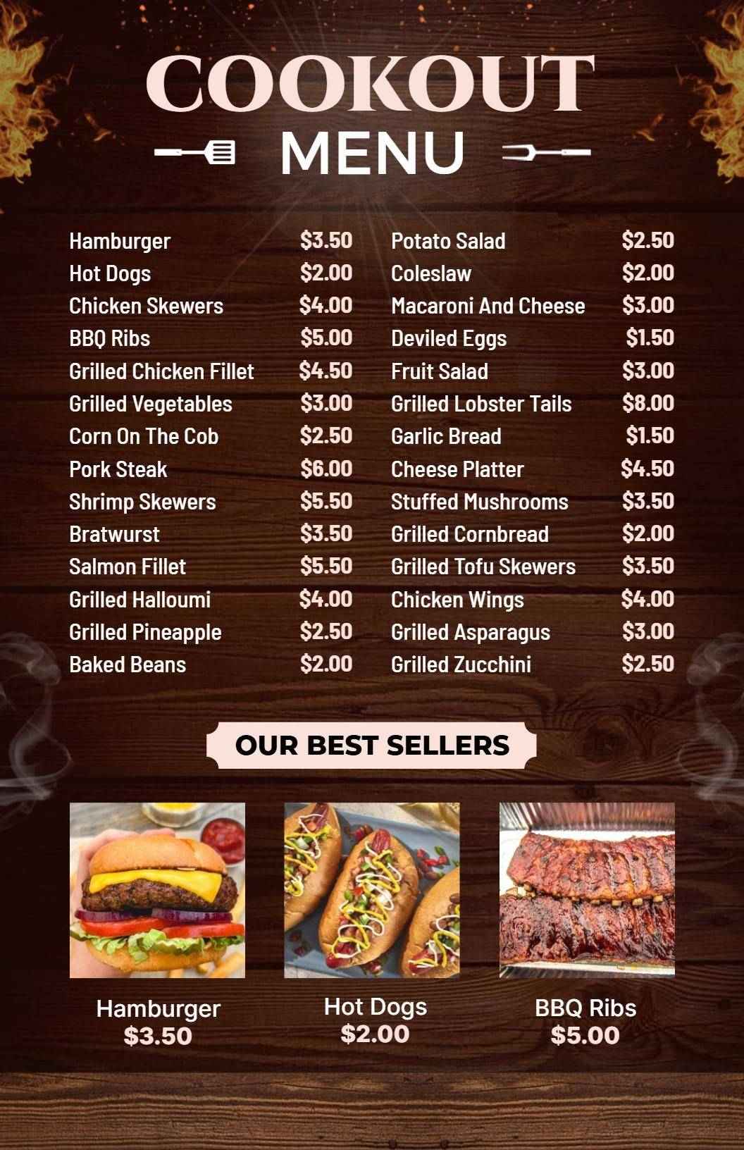 Barbecue Inspired Brown Cookout Dining Menu Template