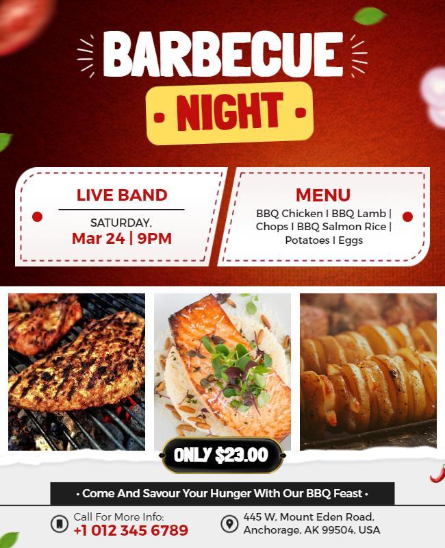 Barbecue Night Event with Live Band Flyer Template