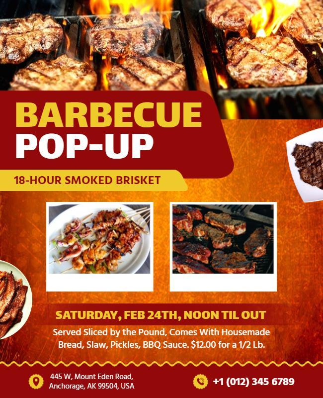 Barbecue Smoked Brisket Pop Up Event Flyer Template