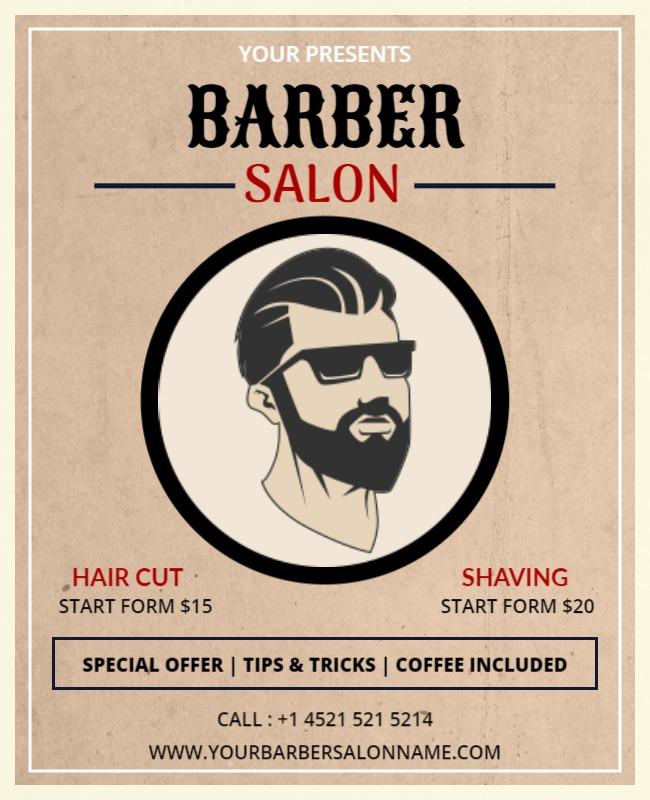 Barber Salon Service Promotion Flyer Template