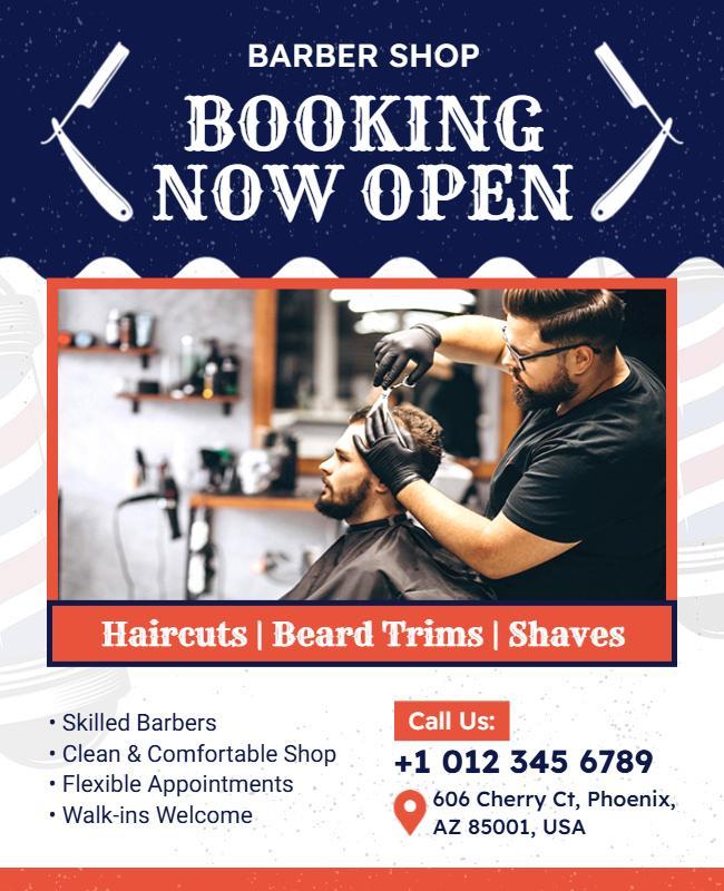 Barber Shop Booking Open Flyer Template