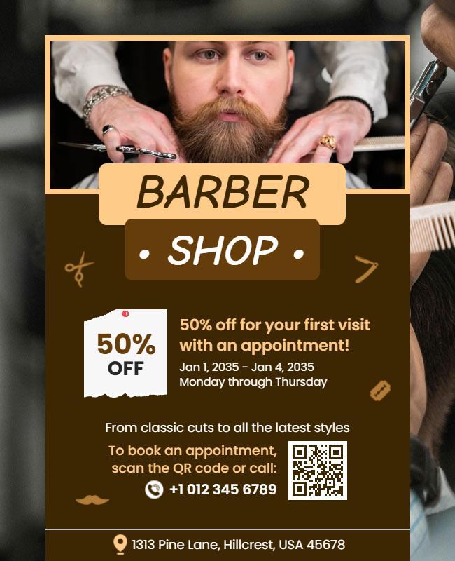 Barber Shop Discount Promotion Flyer Template