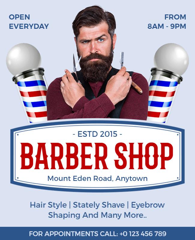 Classic Vintage Barber Shop Services Promotion Flyer Template