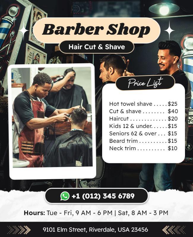 Barber Shop Haircut and Shave Service Flyer Template