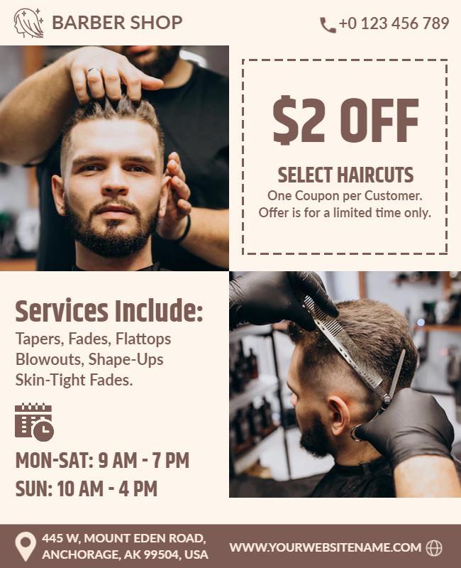 Barber Shop Haircut Discount Promotion Flyer Template