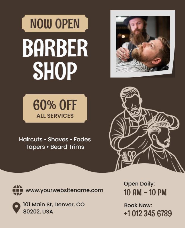 Barber Shop Opening Discounts Advertisement Flyer Template