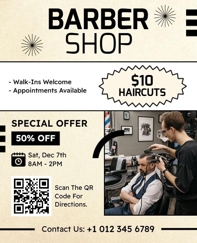 Barber Shop Special Offer Discount Flyer Template