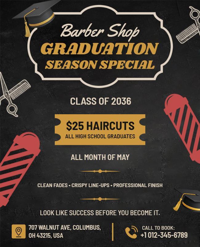 Barbershop Graduation Season Special Offer Flyer Template