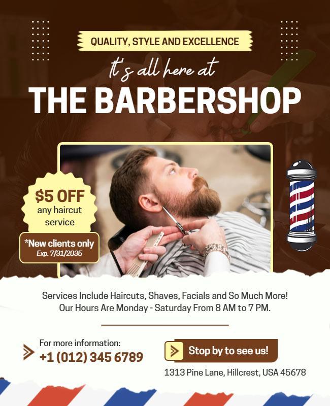 Barbershop Haircut and Shave Promotion Flyer Template